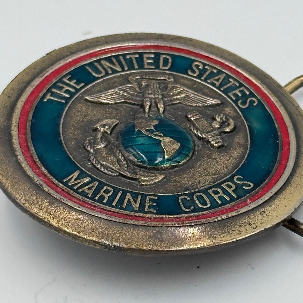 Vintage 1977 USMC Belt Buckle Great American Buckle Co Limited Edition 544 Brass